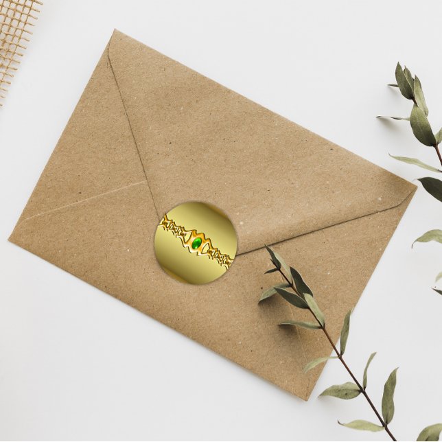 Gold- und Smarald-Jewel-Hochzeit Runder Aufkleber (Von Creator hochgeladen)