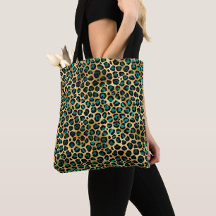 Gold- und Teal-Glamour-Leopardenprint
