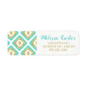 Gold und Türkis Chic Ikat Muster