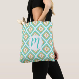 Gold und Türkis Chic Ikat Muster