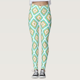 Gold und Türkis Chic Ikat Muster Leggings