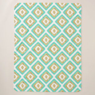 Gold und Türkis Chic Ikat Muster Sherpadecke