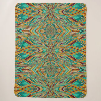 Gold- und Türkis-Stammes-Ikat-Stil-Muster Sherpadecke