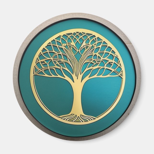 Gold und Türkis Tree of Life Magnet (Vorne)