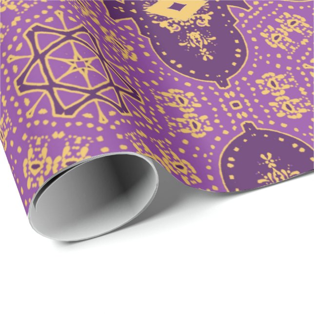 Gold und Violette Geschenkpapier (Rolleneckpunkt)