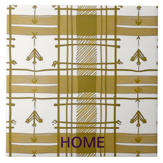 Gold und Weiß abstrakt Fliese (Vorderseite)