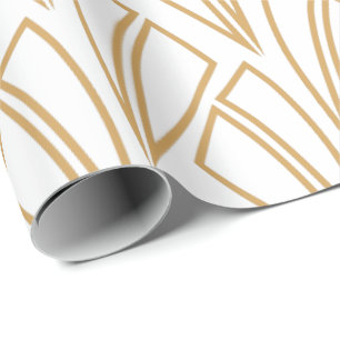 Gold- und Weiß Art Deco Muster Geschenkpapier