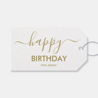 Gold und Weiß Casual Script Type Alles Gute zum Ge Geschenkanhänger