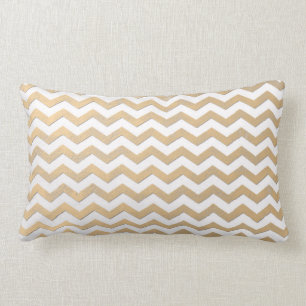 Gold- und Weiß-Chevron-Muster Lendenkissen