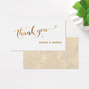 Gold- und Weiß-Dankeschön-Kalligrafie mit Herzen