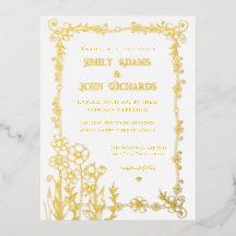 Gold- und weiß florale handgezeichnete Hochzeit