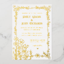 Gold- und weiß florale handgezeichnete Hochzeit
