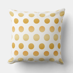 Gold und Weiß   Große Polka Dots Muster Kissen