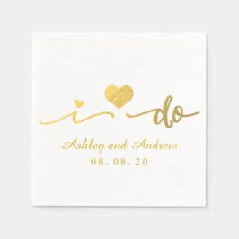 Gold und Weiß | Hochzeitspapier Napkin Serviette