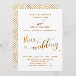 Gold und Weiß Ihre Hochzeitstypografie mit Herz Einladung