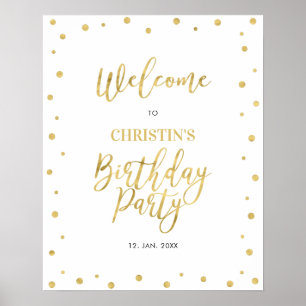Gold- und Weiß-Konfetti-Erwachsener-Geburtstagsfei Poster