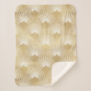Gold- und Weiß-Kunst im Art-Deco-Nahtlosmuster Sherpadecke
