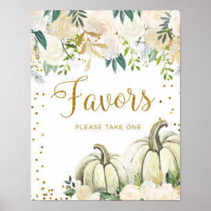 Gold- und Weiß-Kürbis-Partygeschenke-Schild Poster