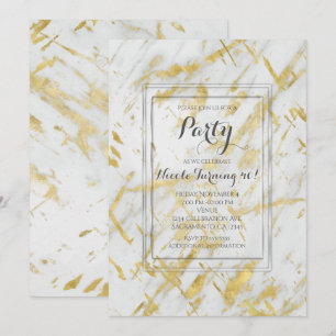 Gold und weiß marmorierte Glamour moderne Party-Ei Einladung