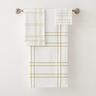 Gold- und weiß-minimalistische moderne Karo sauber Badhandtuch Set