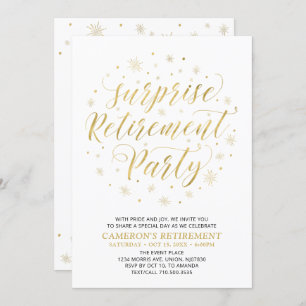 Gold und Weiß   Modern Surprise Retirement Party Einladung