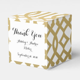 Gold und Weiß Moderne Trellis Muster Geschenkschachtel