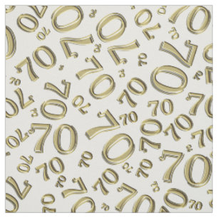 Gold und Weiß Nummer 70 Typografie Muster Stoff