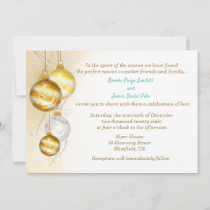 Gold- und Weiß-Ornamente Weihnachten Hochzeit Einladung