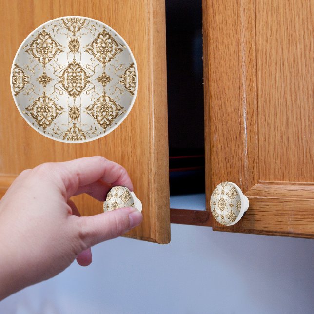 Gold und Weiß Satin Keramikknauf (Von Creator hochgeladen)