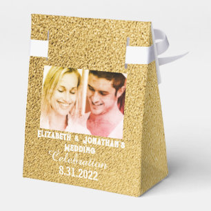 Gold- und Weiß-Typografie-Paar-Foto-Geschenkbox Geschenkschachtel