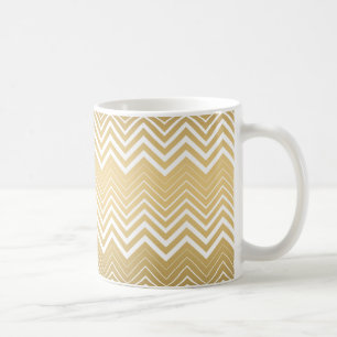 Gold- und Weiß-Zickzack-Chevron Tasse