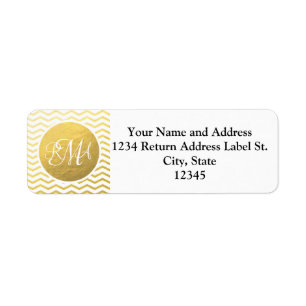 Gold und Weiß Zickzack Mit Monogramm Personalisie
