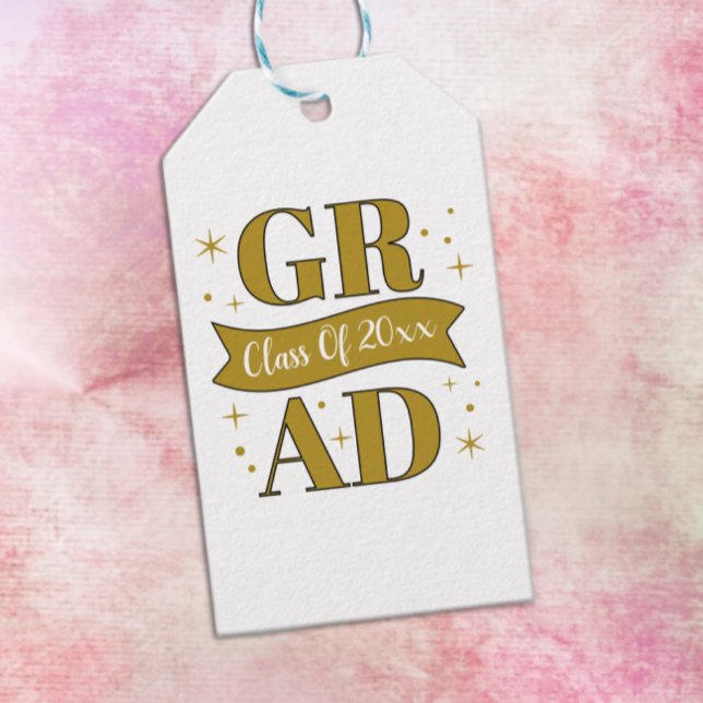 Gold- und weiße Abschlussfeier Geschenkanhänger (Von Creator hochgeladen)
