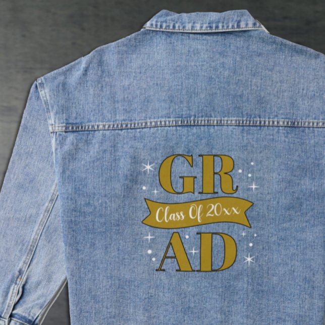Gold- und weiße Abschlussfeier Jeansjacke (Von Creator hochgeladen)