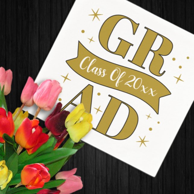 Gold- und weiße Abschlussfeier Serviette (Von Creator hochgeladen)
