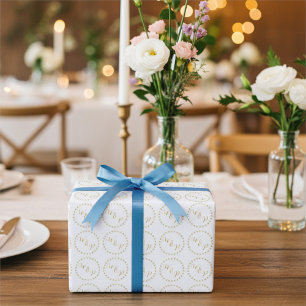 Gold und Weiße Braut und Groom Mit Monogramm Geschenkpapier