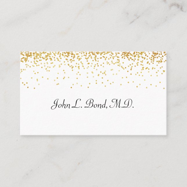 Gold und weiße Confetti-Visitenkarte Visitenkarte (Vorderseite)