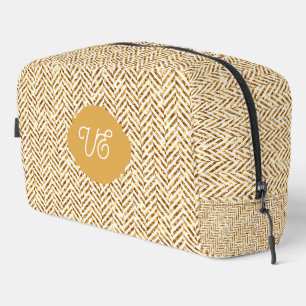 Gold und weiße Diagonalstreifen Herringbone Waschbeutel