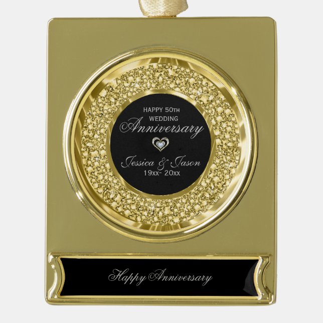 Gold und weiße Diamanten 50 Jahre Banner-Ornament Gold (Vorderseite)