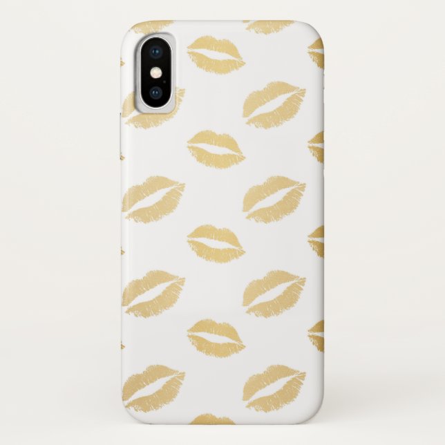 Gold und weiße kissbare Lippen Case-Mate iPhone Hülle (Rückseite)