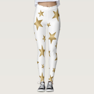 Gold und weiße metallische Sternmode-Leggings Leggings