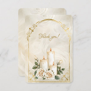 Gold und Weiße Rosen Candlelight Dankeskarte