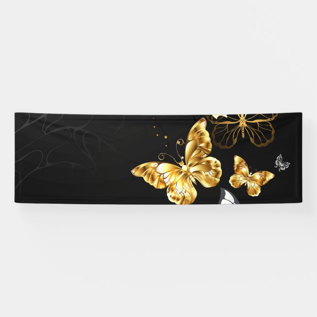 Gold und weiße Schmetterlinge Banner (Horizontal)
