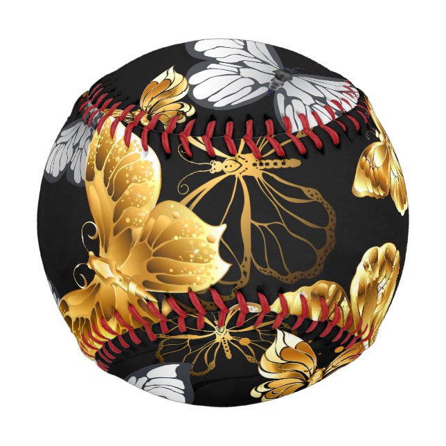 Gold und weiße Schmetterlinge Baseball (Vorderseite)