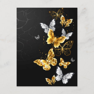 Gold und weiße Schmetterlinge Begleitkarte