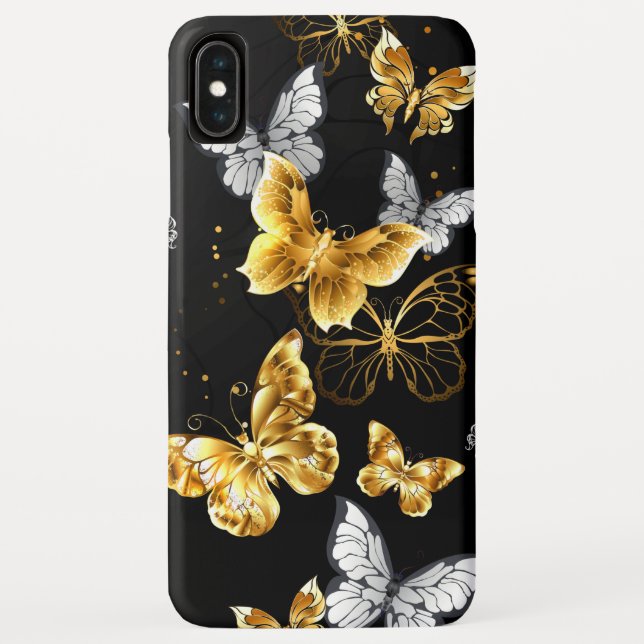 Gold und weiße Schmetterlinge Case-Mate iPhone Hülle (Rückseite)