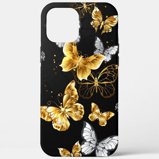 Gold und weiße Schmetterlinge Case-Mate iPhone Hülle (Rückseite)