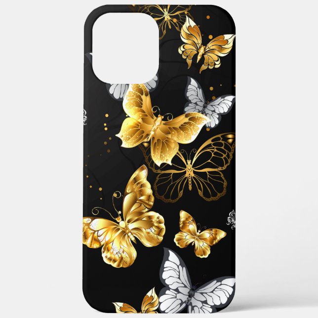 Gold und weiße Schmetterlinge Case-Mate iPhone Hülle (Rückseite)