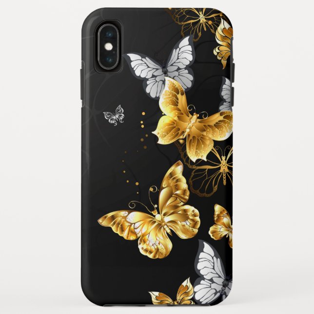 Gold und weiße Schmetterlinge Case-Mate iPhone Hülle (Rückseite)