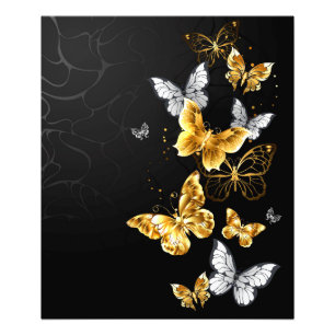Gold und weiße Schmetterlinge Fotodruck